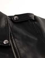 Bikerjacke - Kunstleder - Schwarz