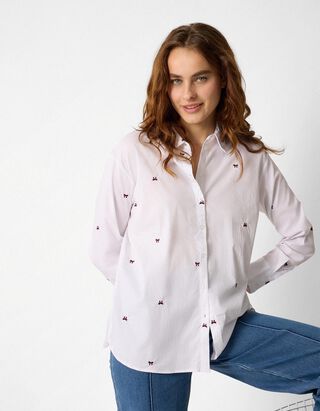 Bluse - Schleifenapplikation - Wei&szlig;