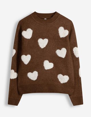 Pullover - Herzen - Braun