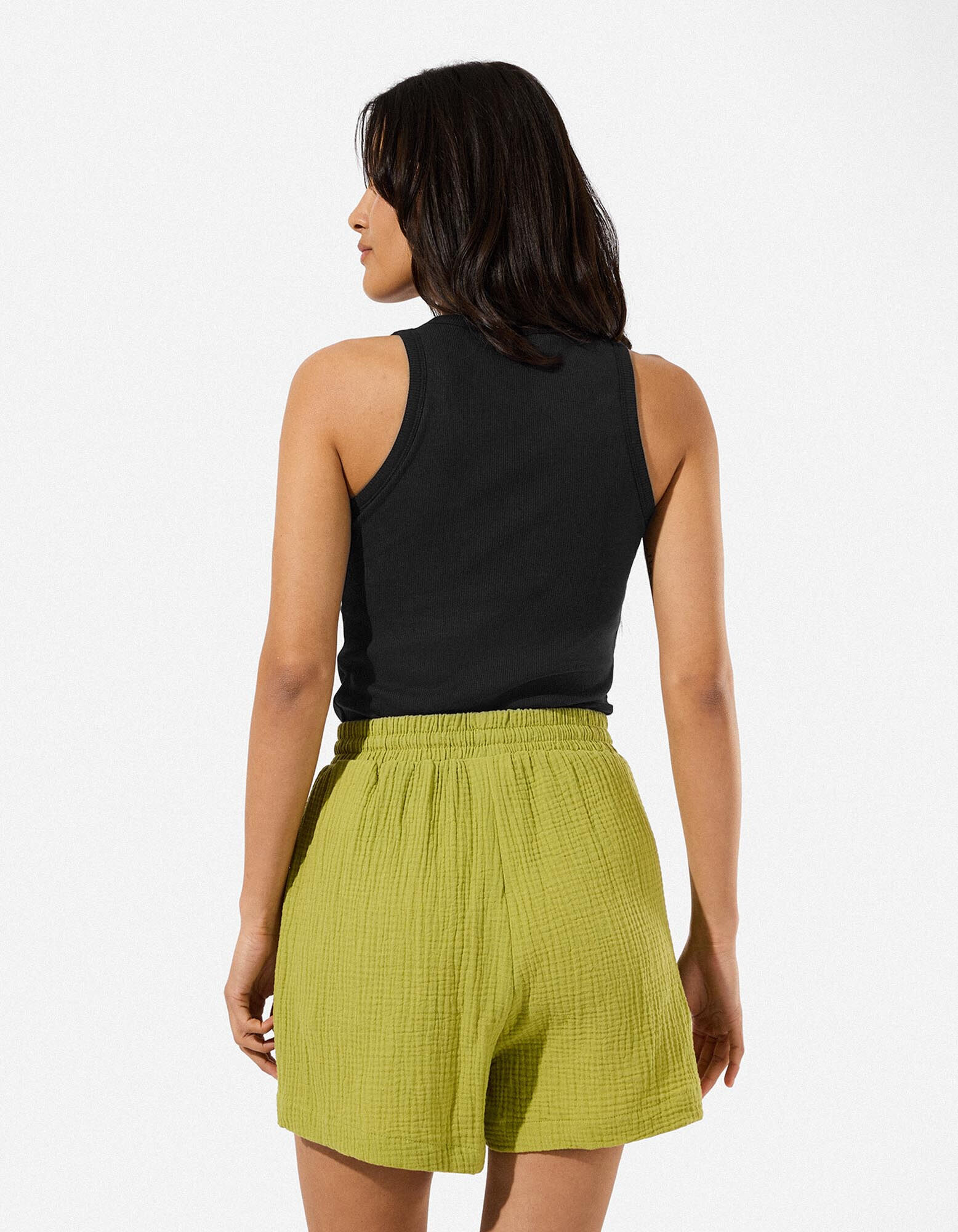 Top reggiseno - A coste - nero