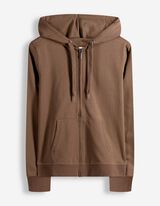 Sweatjacke - Kapuze mit Tunnelzug - braun