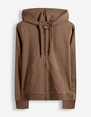 Sweatjacke - Kapuze mit Tunnelzug - braun
