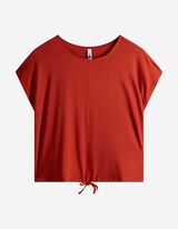 T-Shirt - Knotendetail - dunkelrot