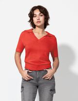 Strickshirt - Viskose-Mix - dunkelrot