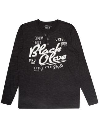 Herren Serafino-Shirt mit Message-Prints 