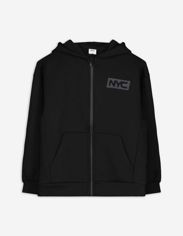 Sweatjacke - einfarbig - schwarz
