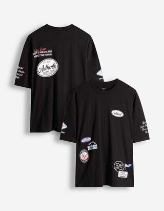 T-Shirt - Allover-Print - schwarz