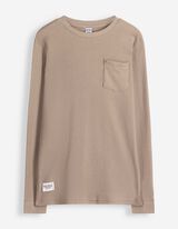 Langarmshirt - Waffelstruktur - Taupe