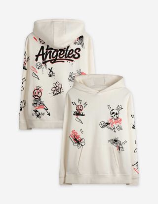 Sweatshirt - Allover-Print - weiß