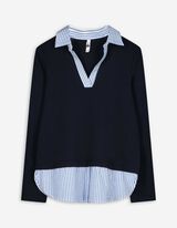 Blouseshirt - Katoenmix - donkerblauw