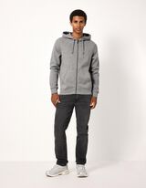 Sweatjacke - Kapuze mit Tunnelzug - Grau