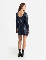 Abito - Inserto di paillettes - blu scuro