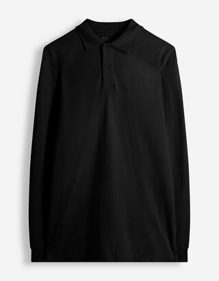 Langarmshirt - Polokragen - Schwarz