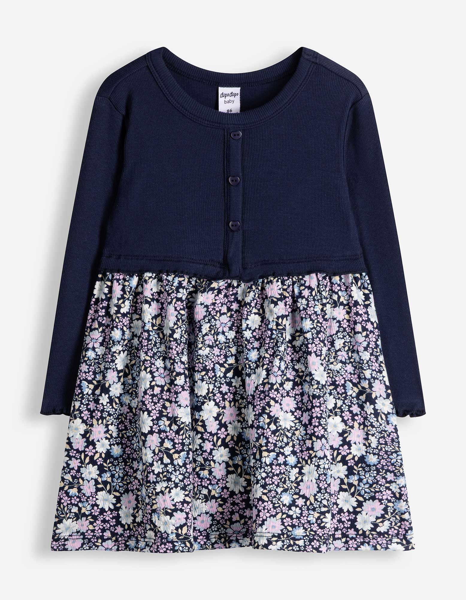 Kleid - Florales Muster - Dunkelblau