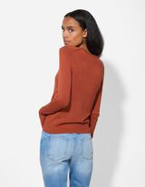 Pulover de tricot - Nasturi decorativi - Maro