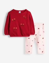 Set aus Sweatshirt und Leggings - Thermoeffekt - Rot