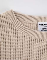 Pletený sveter - Vaflová štruktúra - svetloseda