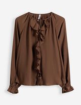 Bluse - Volants - braun