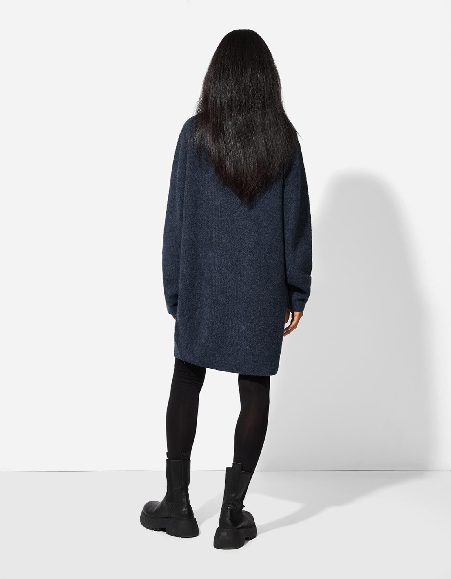 Robe - Col roul&eacute; - bleu fonc&eacute;