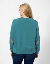Sweatshirt - Metallic-Details - Petrol