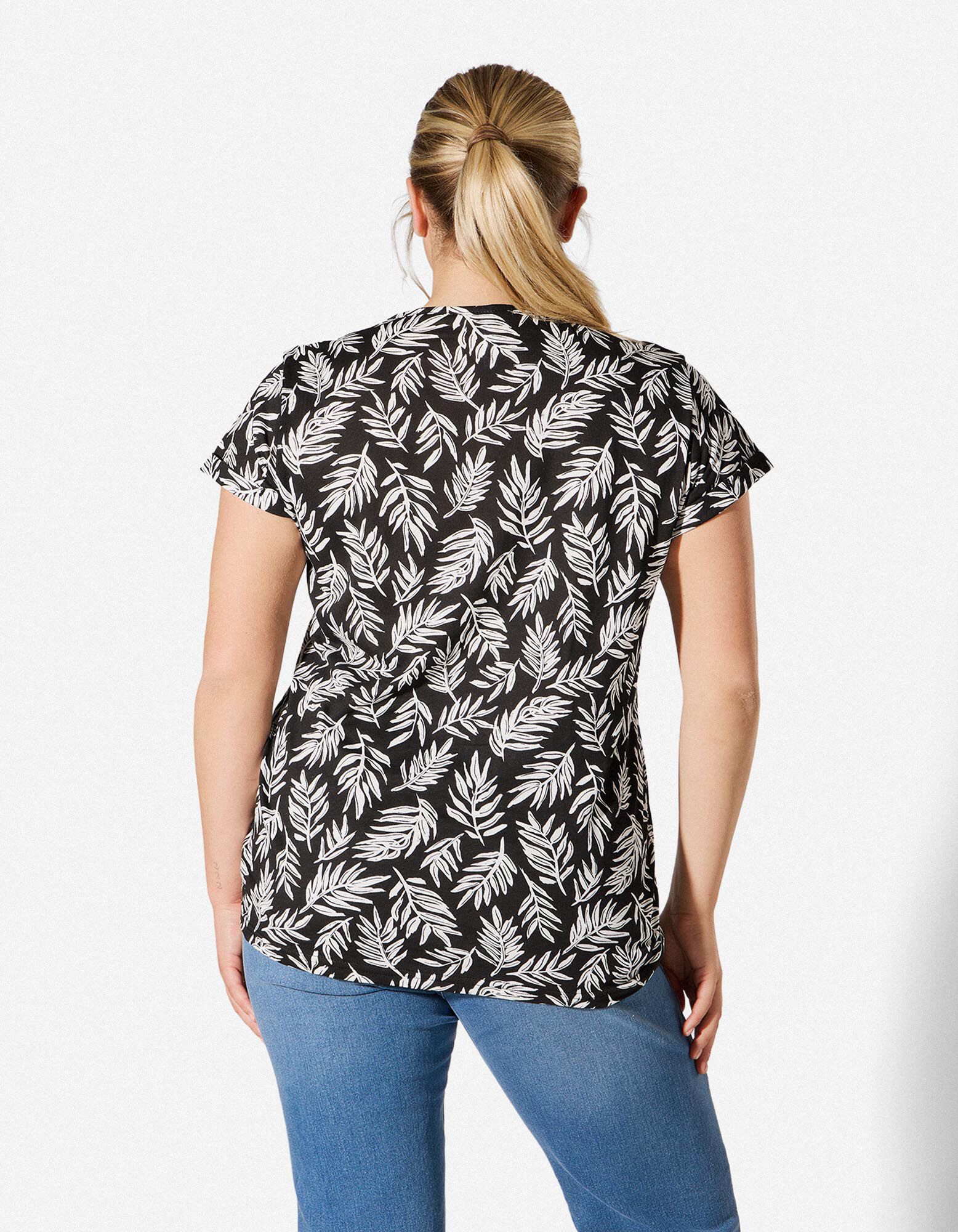 T-Shirt - Allover-Muster - schwarz