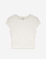 Cropped shirt - Kant - wit