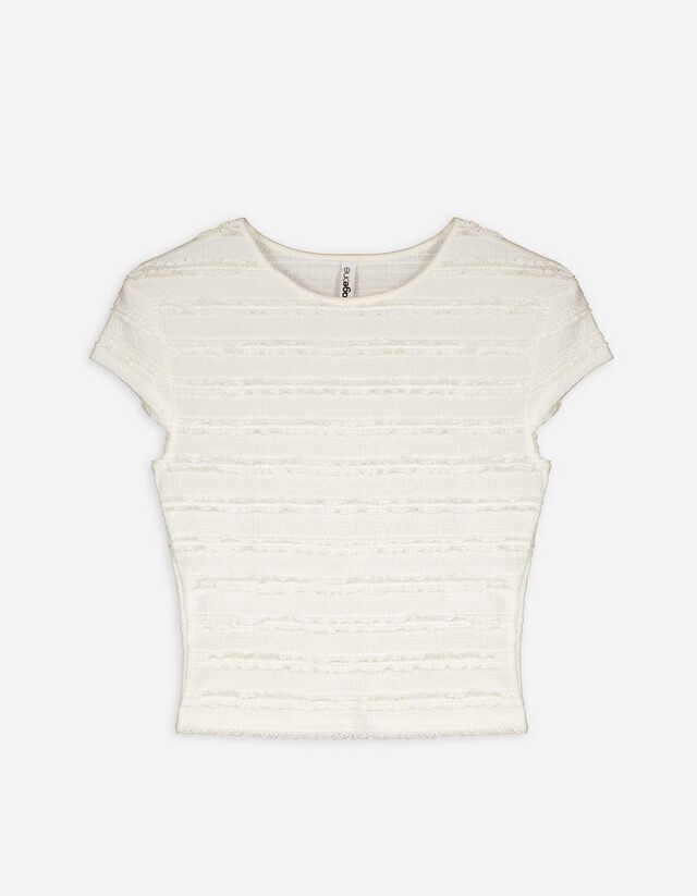 Cropped shirt - Kant - wit