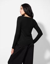 Bluză de corp cu mânecă lungă - Asimetric - Negru