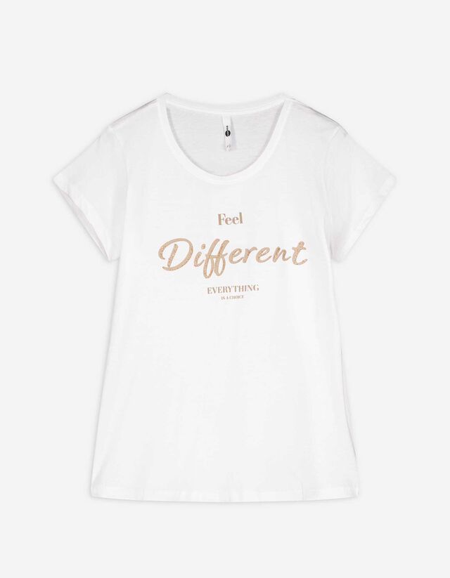 T-shirt - Stampa glitterata - bianco