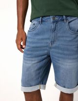 Jeansshorts - Fixierter Beinumschlag - blau