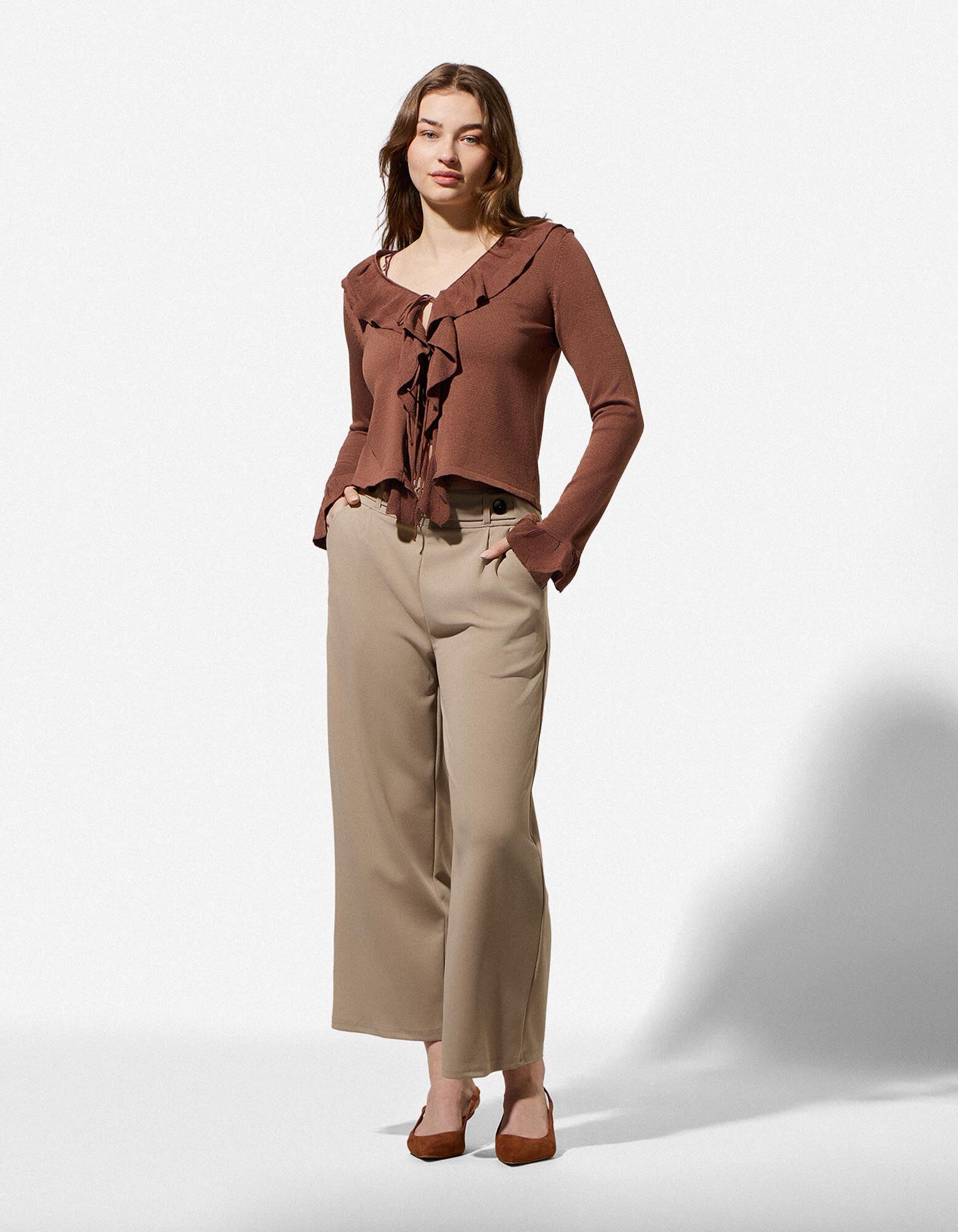 Broek - Elastische sluiting - bruin