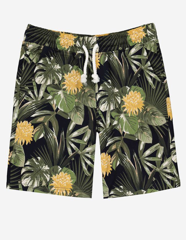 Pantaloncini - Fantasia floreale - blu scuro