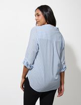 Košeľová blúzka - Bavlna - svetlomodra