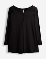 Blusenshirt - Viskose-Mix - Schwarz