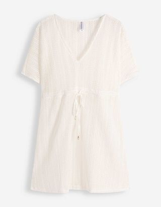 Badeponcho - Strick - wei&szlig;