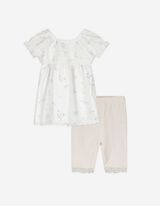 Set aus Kleid und Leggings - Allover-Print - weiß