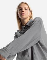 Košeľová blúzka - Mušelín - seda