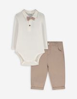 Set aus Body und Hose - Schleifenapplikation - weiß
