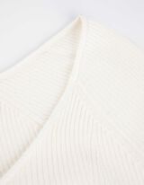 Langarmshirt - Rippstrick - weiß