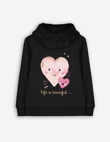 Bluză cu glugă - Guler fular - Negru