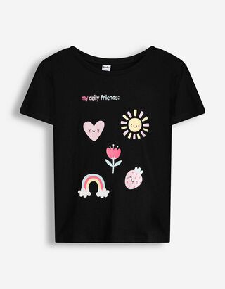 T-Shirt - Frontprint - schwarz