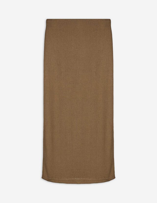 Jupe maxi longueur - Viscose mélangée - Brun