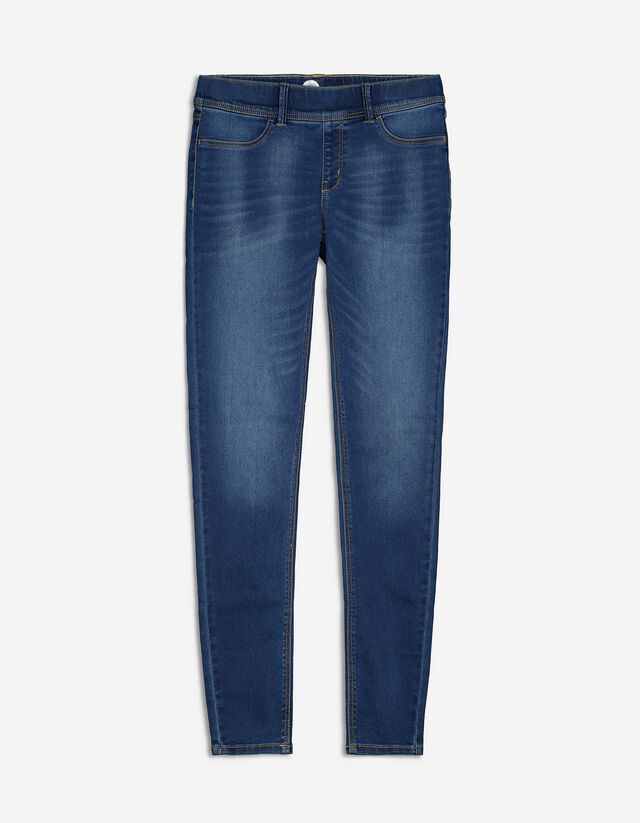 Jeggings - Efecte de spălare - Albastru inchis