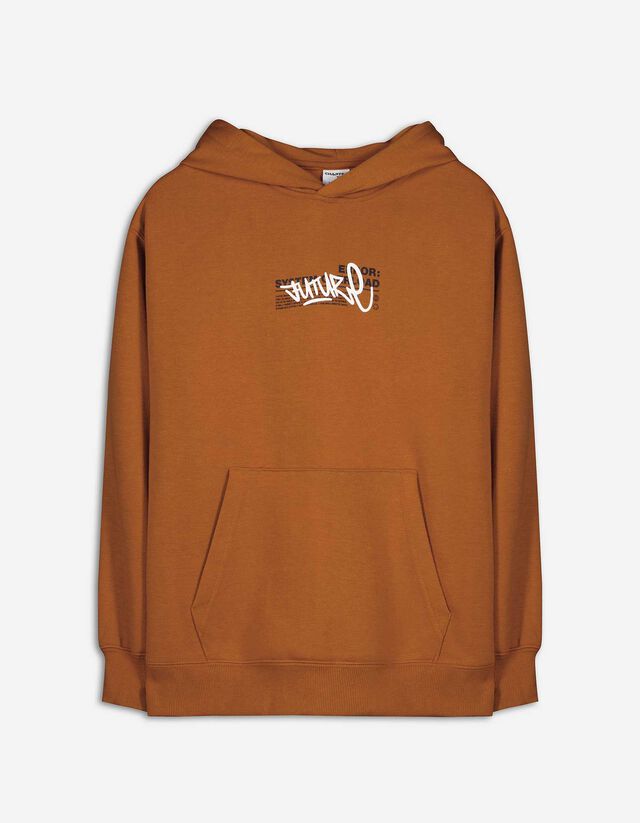 Hoodie - Afdrukken achteraan - bruin