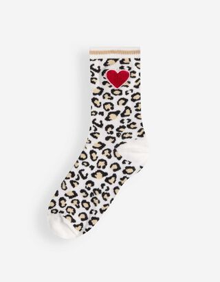 Socken - Leopardenmuster - Off-White