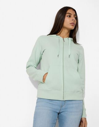 Sweatjacke - Kapuze mit Tunnelzug - t&uuml;rkis