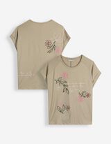 T-Shirt - Stickerei - Khaki
