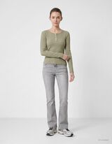 T-shirt &agrave; manches longues - Boutons d&eacute;coratifs - khaki