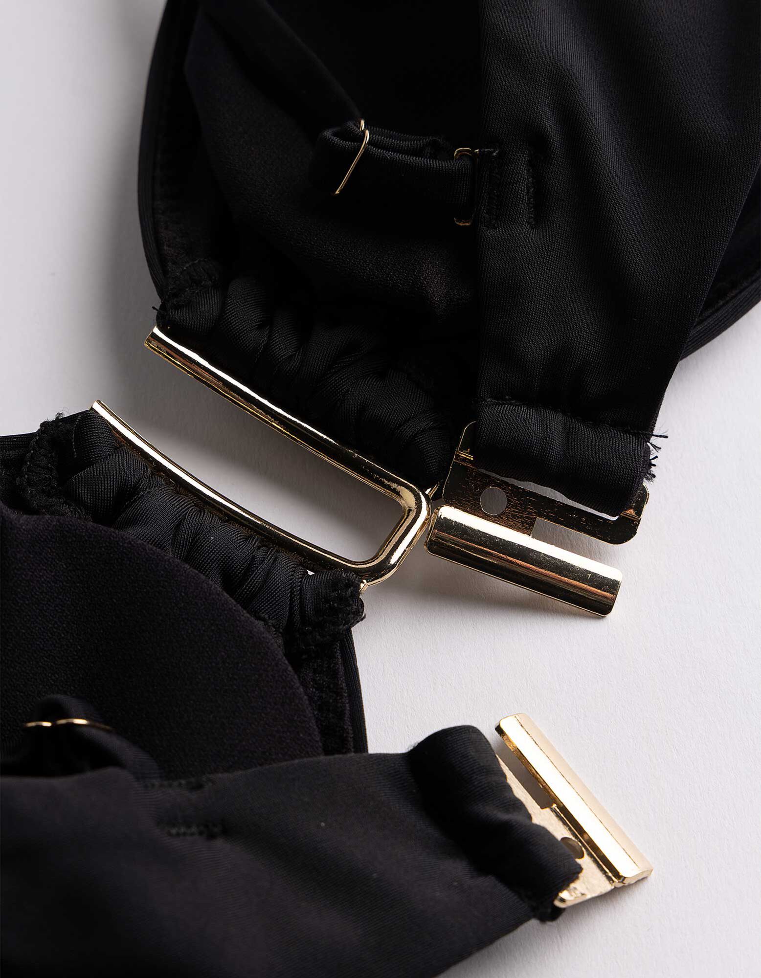 Bikinitop - Metallic-Details - Schwarz