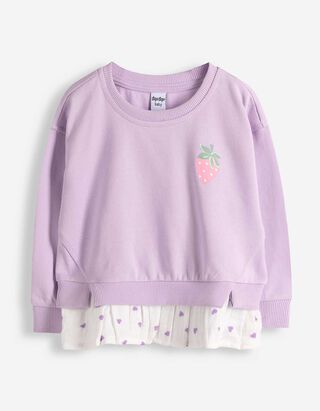 Sweatshirt - Material-Mix - lila